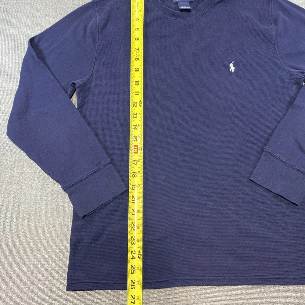 Polo Ralph Lauren Knit Shirt‎ Mens Large Blue White Pony Long Sleeve Thermal